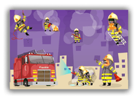 Thumbnail for Personalized Fire Truck Canvas Wrap & Photo Print V - Fighting Fire with Purple Background - Front View