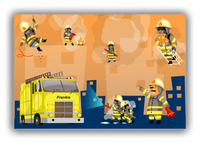 Thumbnail for Personalized Fire Truck Canvas Wrap & Photo Print V - Fighting Fire with Orange Background - Front View