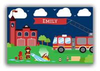 Thumbnail for Personalized Fire Truck Canvas Wrap & Photo Print IX - Blue Background with Asian Girl - Front View