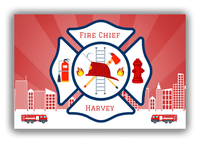 Thumbnail for Personalized Fire Truck Canvas Wrap & Photo Print XII - Fire Chief with Red Background - Front View