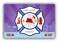 Thumbnail for Personalized Fire Truck Canvas Wrap & Photo Print XII - Fire Chief with Purple Background - Front View
