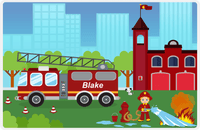 Thumbnail for Personalized Fire Truck Placemat III - Name on Firetruck - Blond Boy -  View