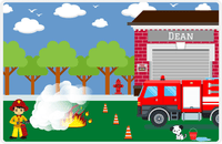 Thumbnail for Personalized Fire Truck Placemat VI - Name on Fire Station - Asian Boy -  View