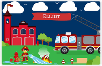 Thumbnail for Personalized Fire Truck Placemat VIII - Name on Flag - Asian Boy -  View