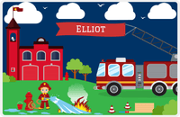 Thumbnail for Personalized Fire Truck Placemat VIII - Name on Flag - Blond Boy -  View