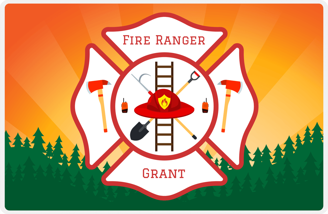 Personalized Fire Truck Placemat XI - Fire Ranger - Red Insignia -  View