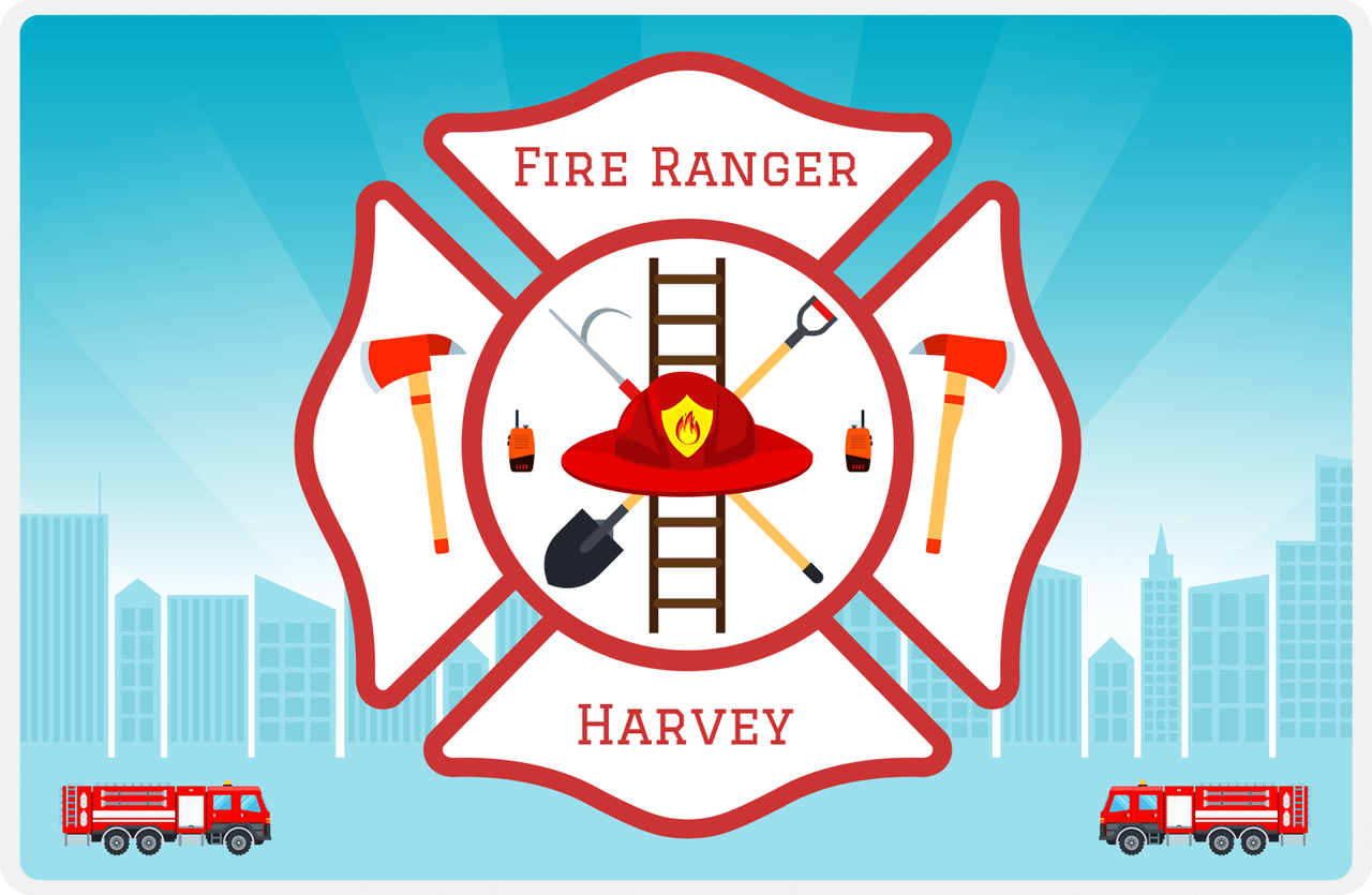 Personalized Fire Truck Placemat XII - Fire Ranger - Red Insignia -  View