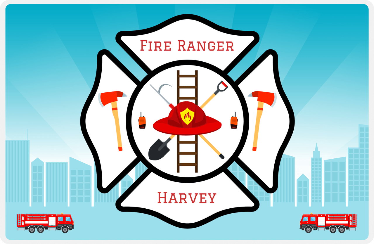 Personalized Fire Truck Placemat XII - Fire Ranger - Black Insignia -  View