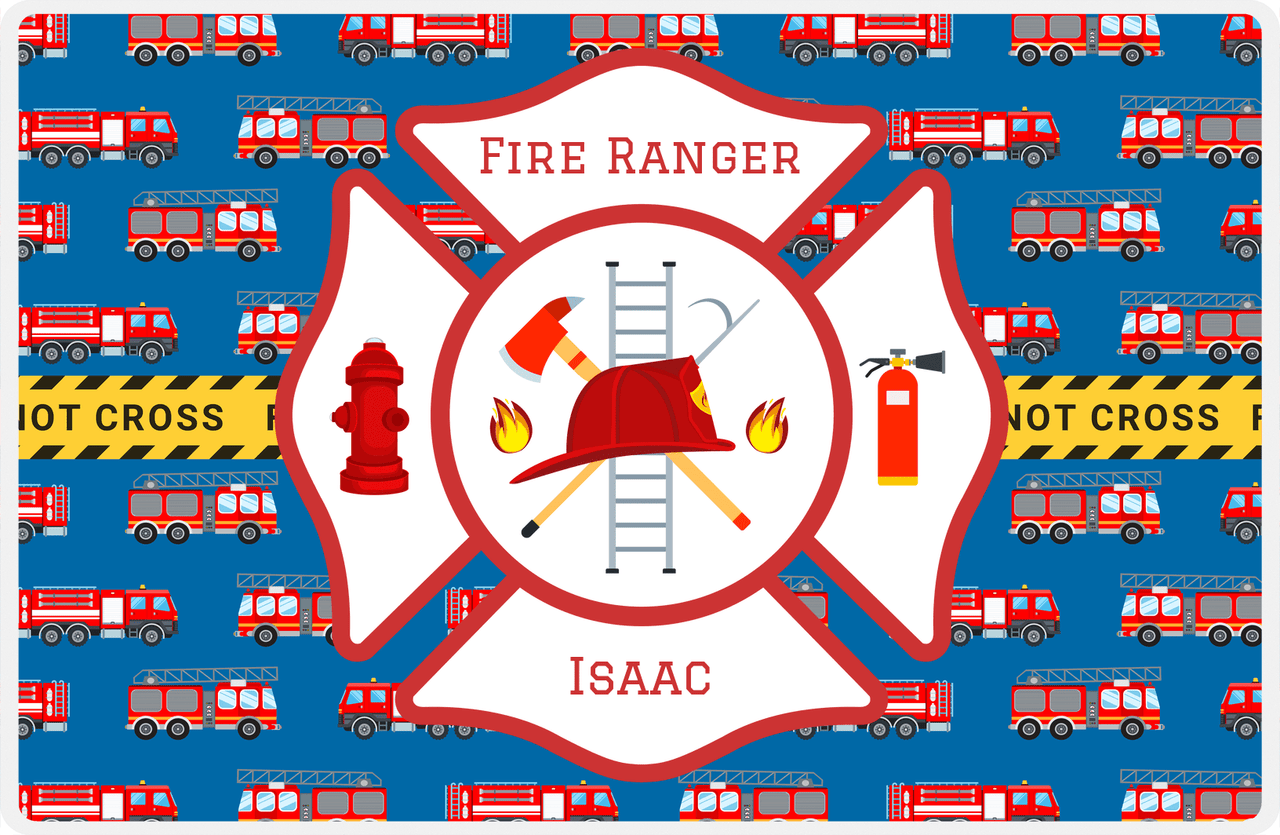 Personalized Fire Truck Placemat XIII - Fire Ranger - Red Insignia -  View