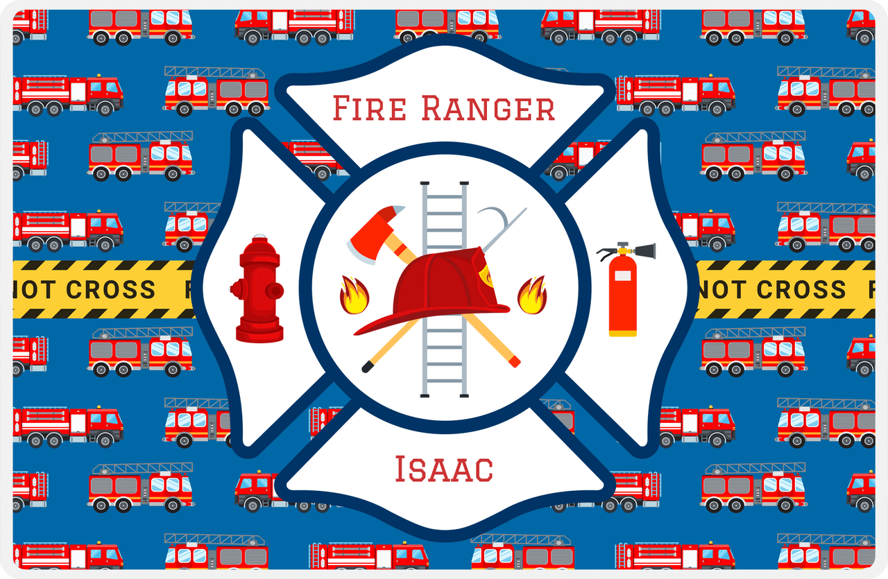 Personalized Fire Truck Placemat XIII - Fire Ranger - Navy Insignia -  View