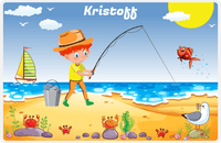 Thumbnail for Personalized Fishing Placemat IV - Shore Cast - Redhead Boy -  View
