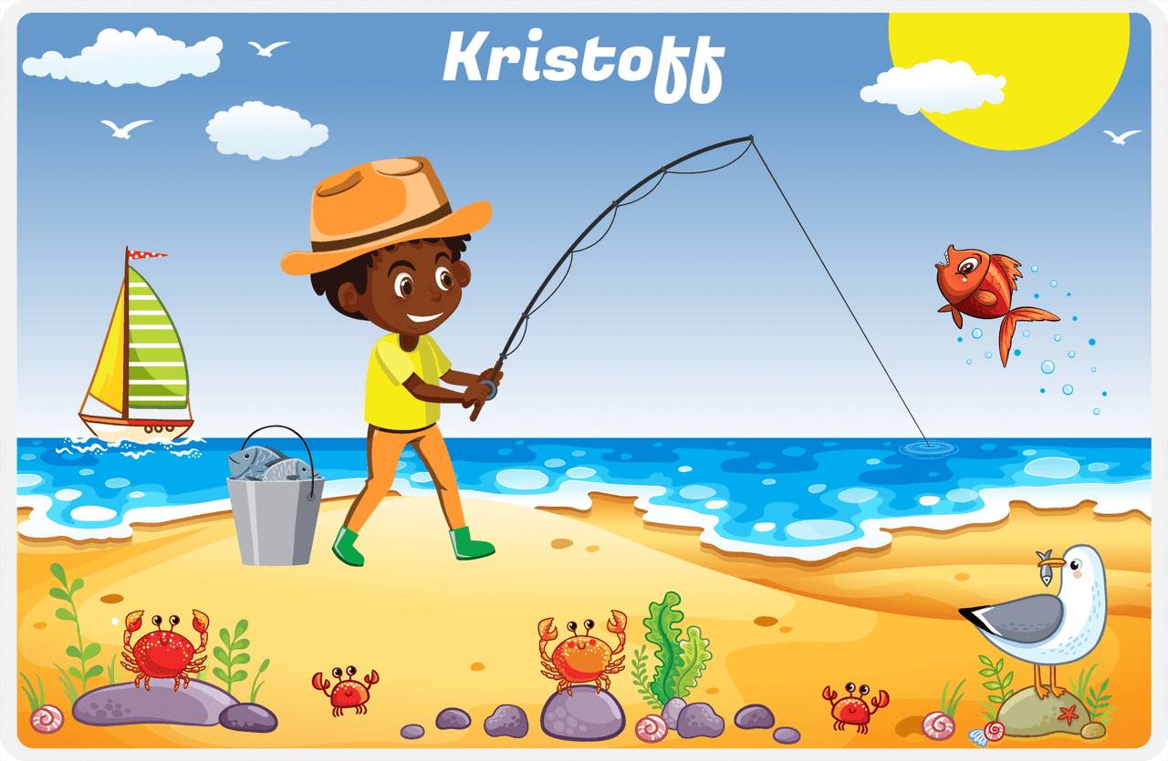 Personalized Fishing Placemat IV - Shore Cast - Black Boy II -  View