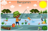Thumbnail for Personalized Fishing Placemat VI - Lively Stream - Black Boy II -  View