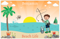 Thumbnail for Personalized Fishing Placemat X - Beach Life - Brown Hair Boy -  View