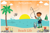 Thumbnail for Personalized Fishing Placemat X - Beach Life - Black Boy I -  View