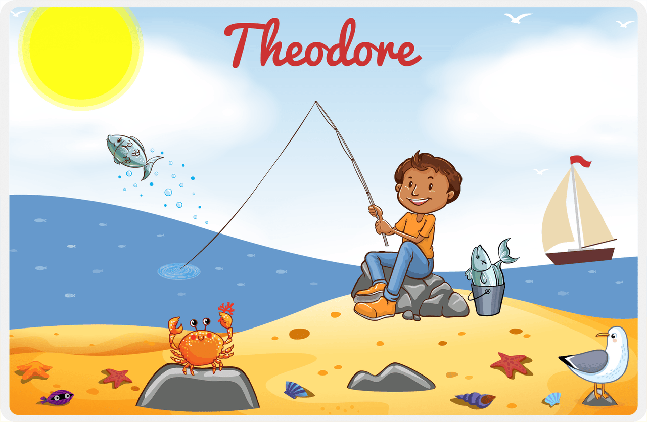 Personalized Fishing Placemat XIV - Crabby Beach - Black Boy I -  View