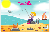 Thumbnail for Personalized Fishing Placemat XV - Crabby Beach - Blonde Girl -  View