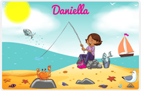 Thumbnail for Personalized Fishing Placemat XV - Crabby Beach - Black Girl I -  View