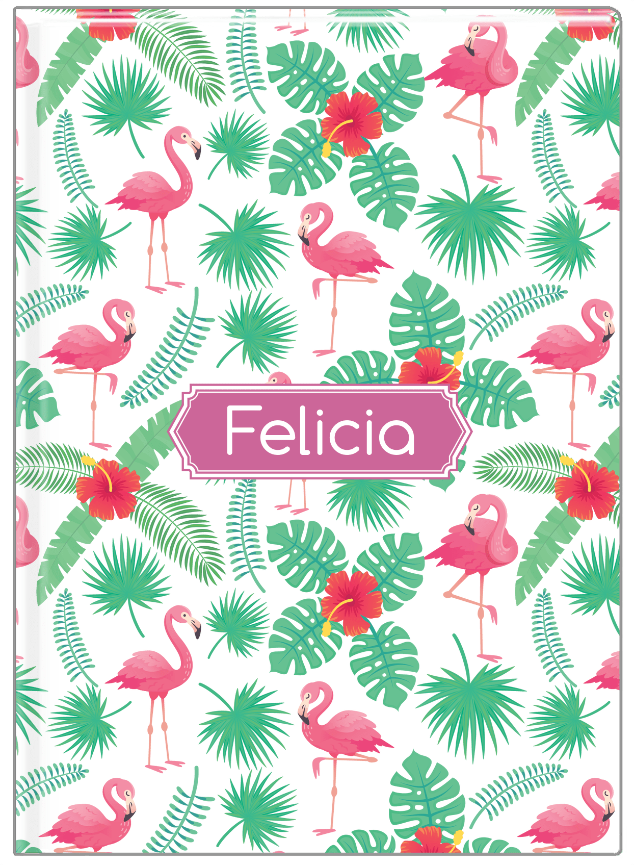 Personalized Flamingos Journal VIII - Decorative Rectangle Nameplate - Front View