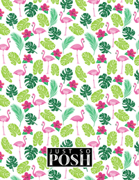 Thumbnail for Personalized Flamingos Notebook I - Hibiscus - Decorative Rectangle Nameplate - Back View