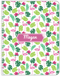 Thumbnail for Personalized Flamingos Notebook I - Hibiscus - Decorative Rectangle Nameplate - Front View