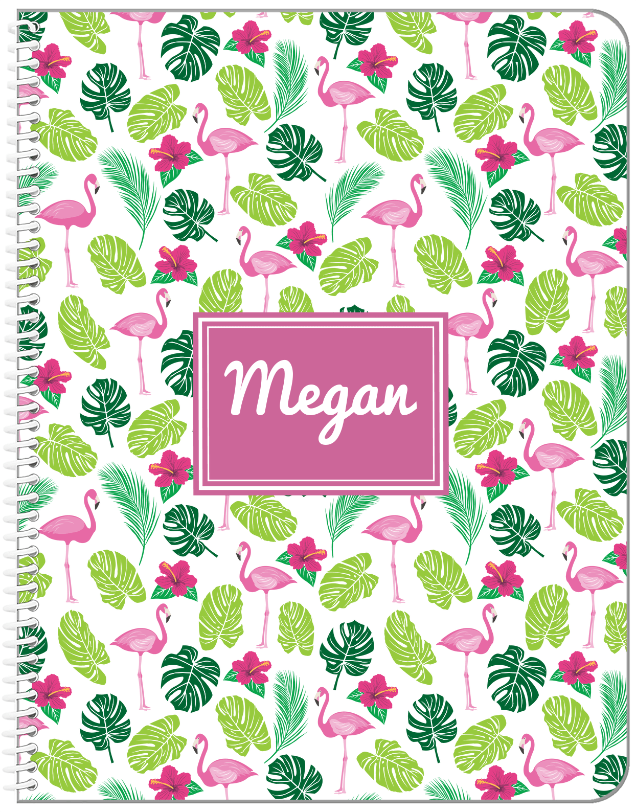 Personalized Flamingos Notebook I - Hibiscus - Rectangle Nameplate - Front View