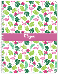 Thumbnail for Personalized Flamingos Notebook I - Hibiscus - Ribbon Nameplate - Front View