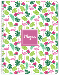 Thumbnail for Personalized Flamingos Notebook I - Hibiscus - Square Nameplate - Front View