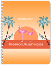 Thumbnail for Personalized Flamingos Notebook II - Tropical - Orange Background - Front View