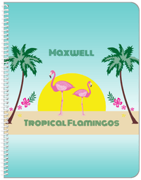 Thumbnail for Personalized Flamingos Notebook II - Tropical - Teal Background - Front View