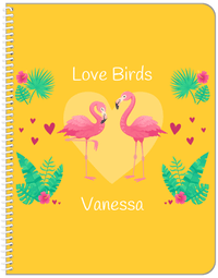 Thumbnail for Personalized Flamingos Notebook V - Love Birds - Yellow Background - Front View