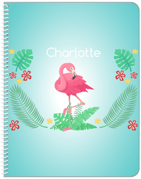 Thumbnail for Personalized Flamingos Notebook VI - Teal Vignette - Front View