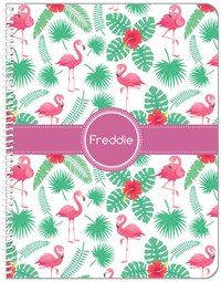 Thumbnail for Personalized Flamingos Notebook VIII - Circle Ribbon Nameplate - Front View
