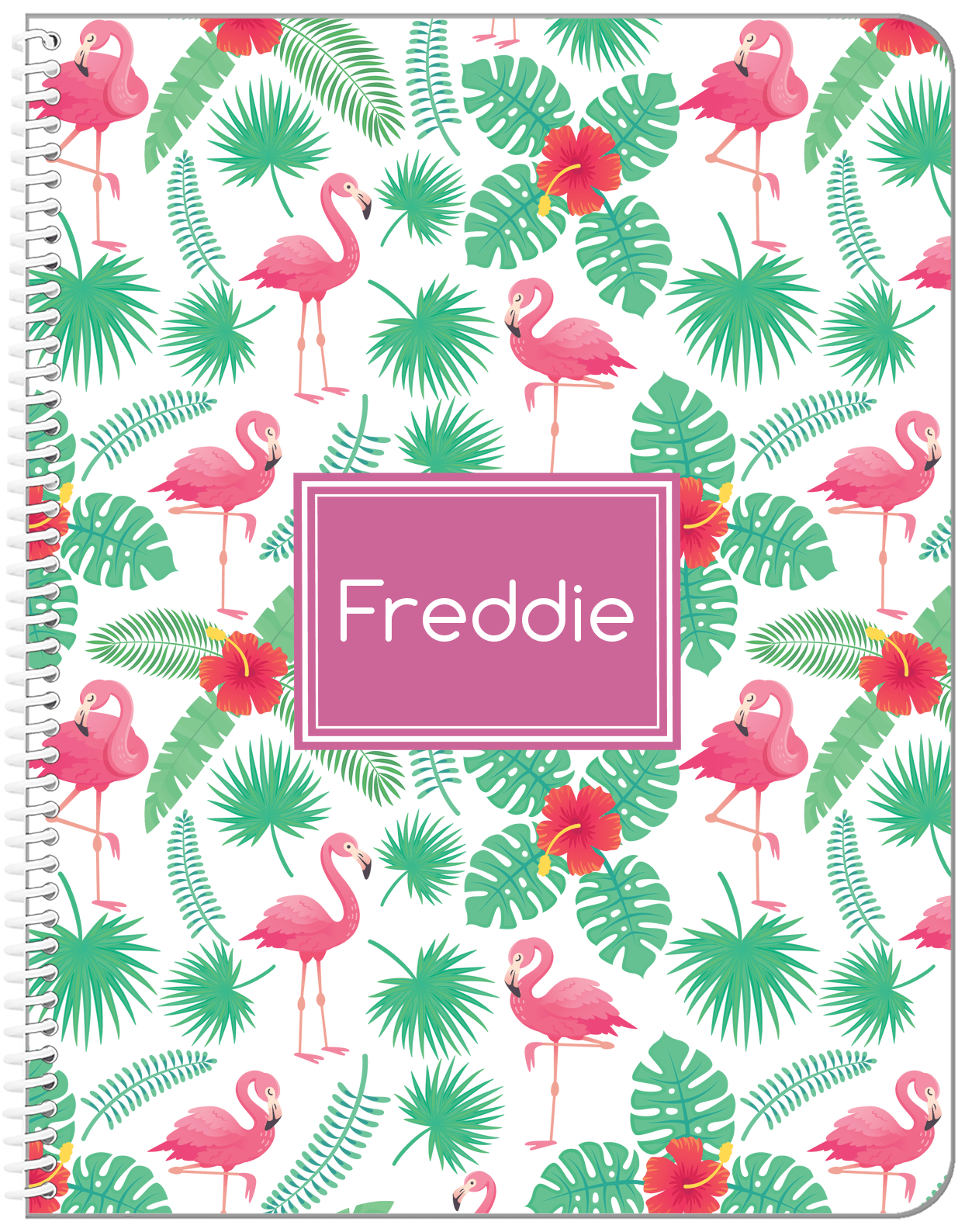 Personalized Flamingos Notebook VIII - Rectangle Nameplate - Front View