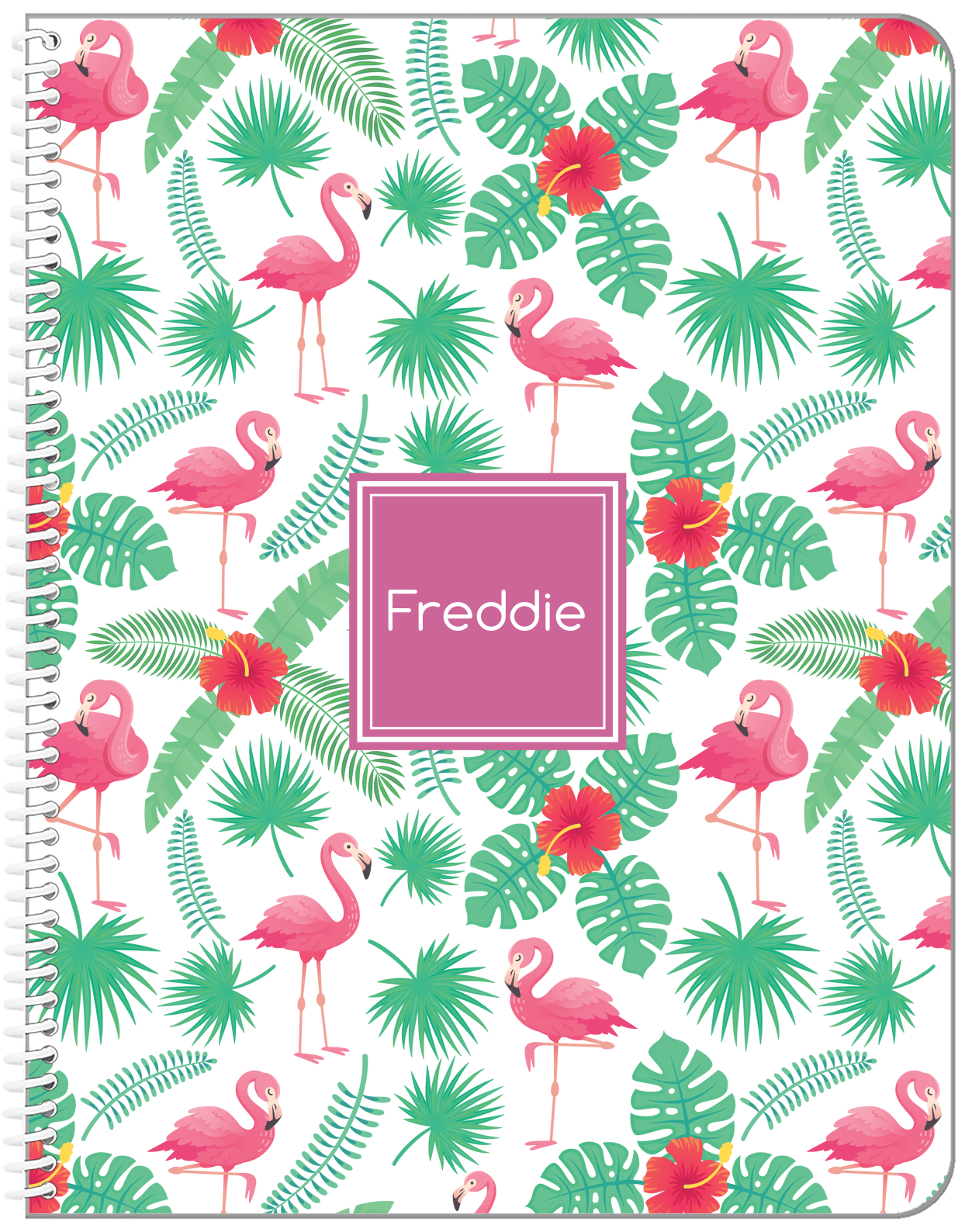 Personalized Flamingos Notebook VIII - Square Nameplate - Front View