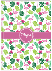 Thumbnail for Personalized Flamingos Journal I - Hibiscus - Circle Ribbon Nameplate - Front View