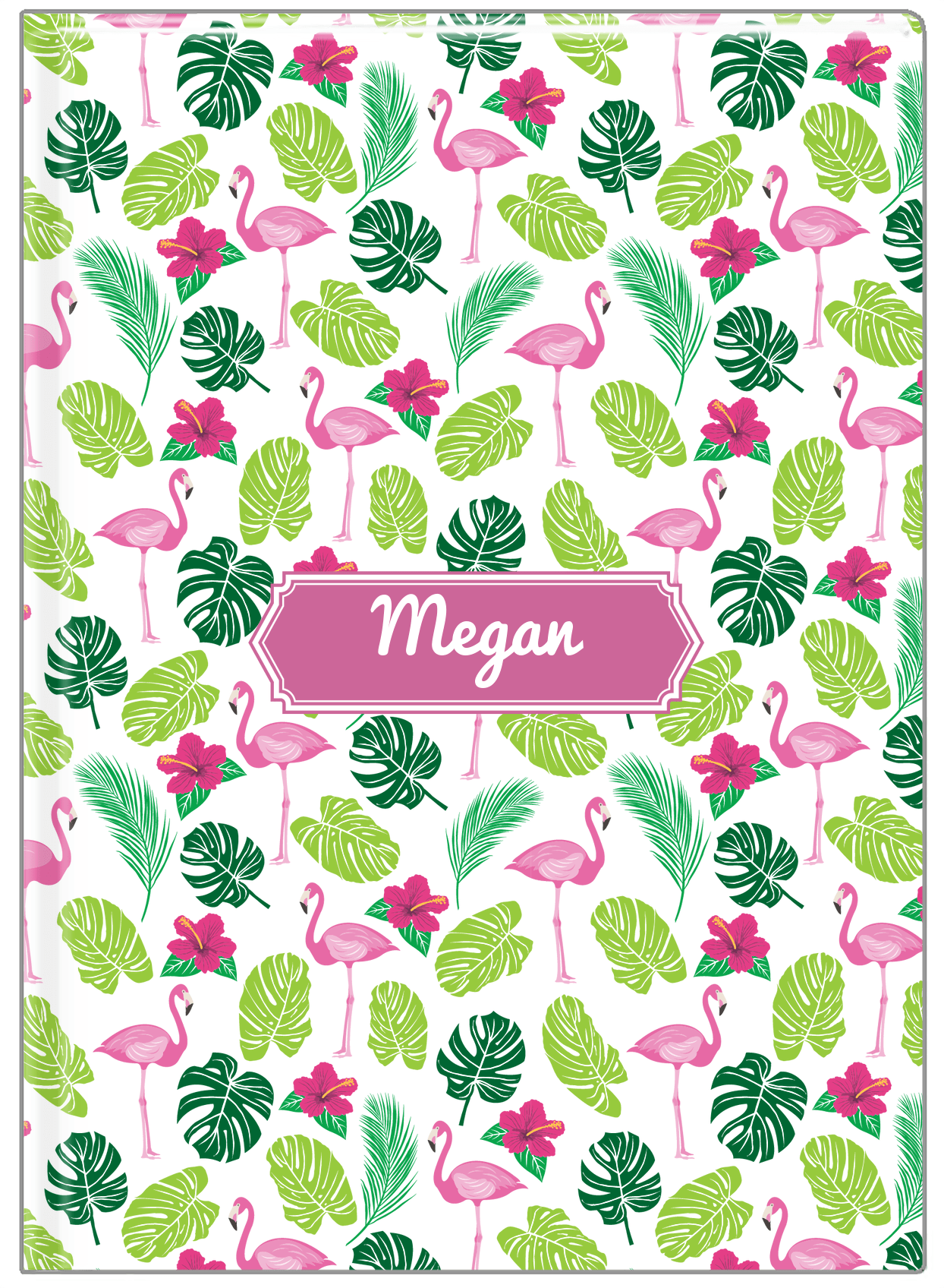 Personalized Flamingos Journal I - Hibiscus - Decorative Rectangle Nameplate - Front View