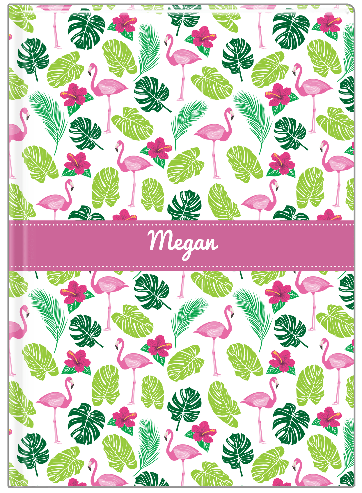 Personalized Flamingos Journal I - Hibiscus - Ribbon Nameplate - Front View