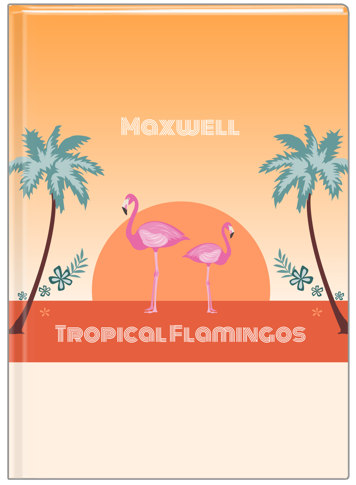 Personalized Flamingos Journal II - Tropical - Orange Background - Front View