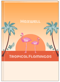 Thumbnail for Personalized Flamingos Journal II - Tropical - Orange Background - Front View