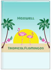 Thumbnail for Personalized Flamingos Journal II - Tropical - Teal Background - Front View