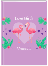 Thumbnail for Personalized Flamingos Journal V - Love Birds - Purple Background - Front View