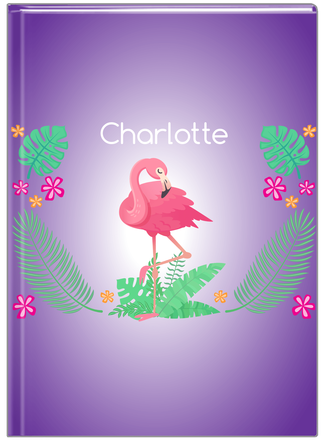 Personalized Flamingos Journal VI - Purple Vignette - Front View