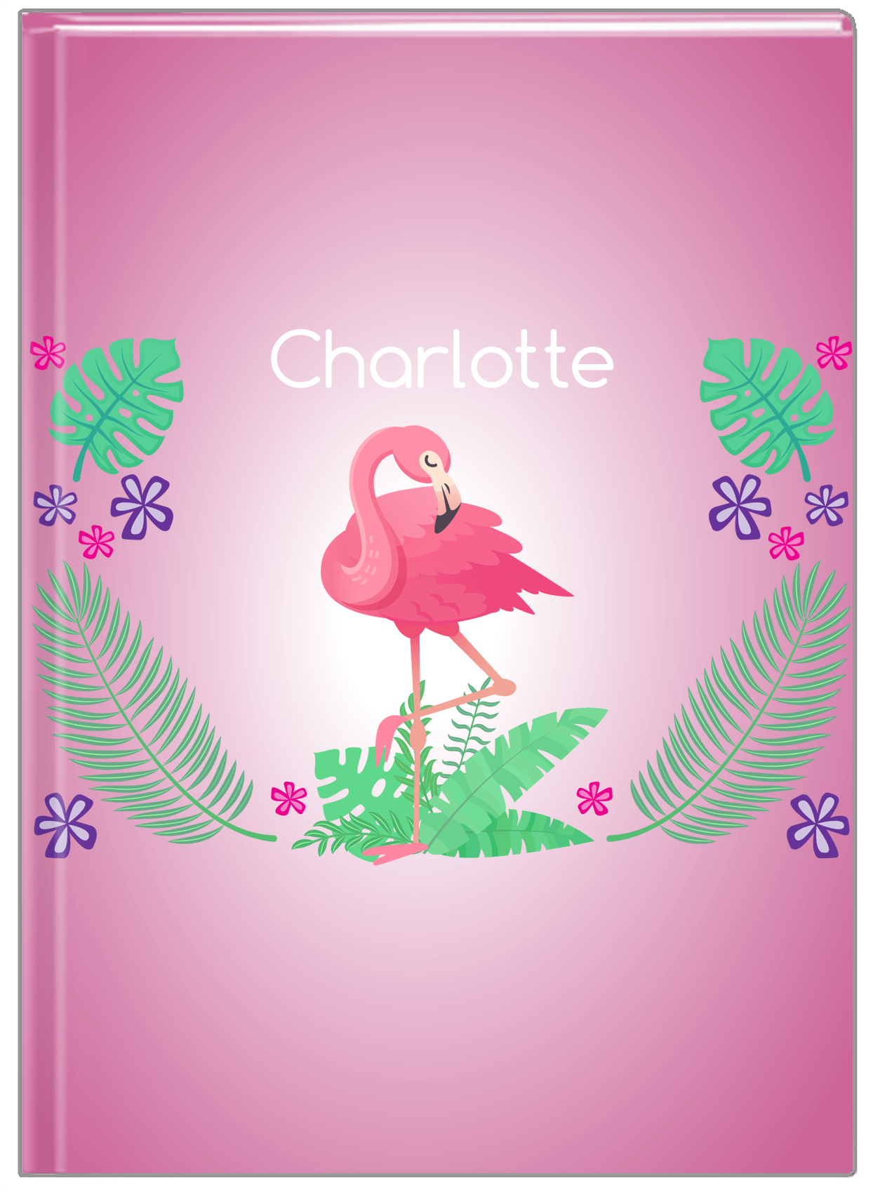 Personalized Flamingos Journal VI - Pink Vignette - Front View