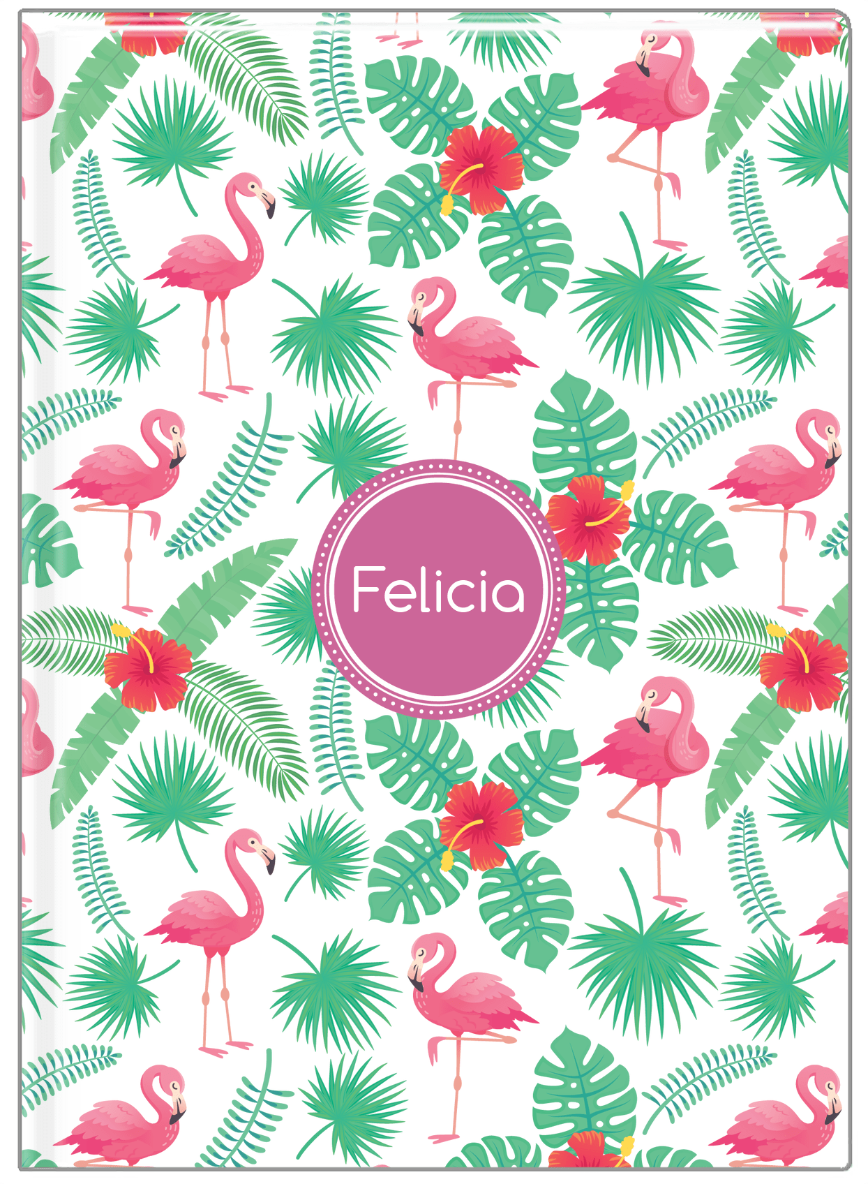 Personalized Flamingos Journal VIII - Circle Nameplate - Front View