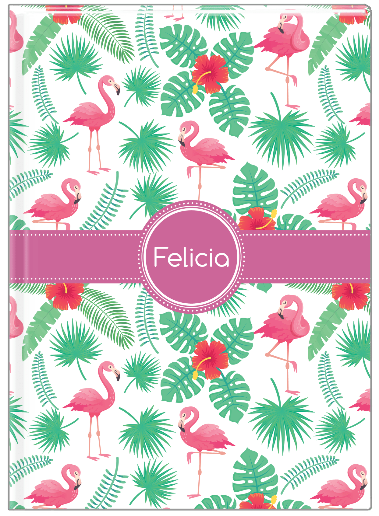 Personalized Flamingos Journal VIII - Circle Ribbon Nameplate - Front View
