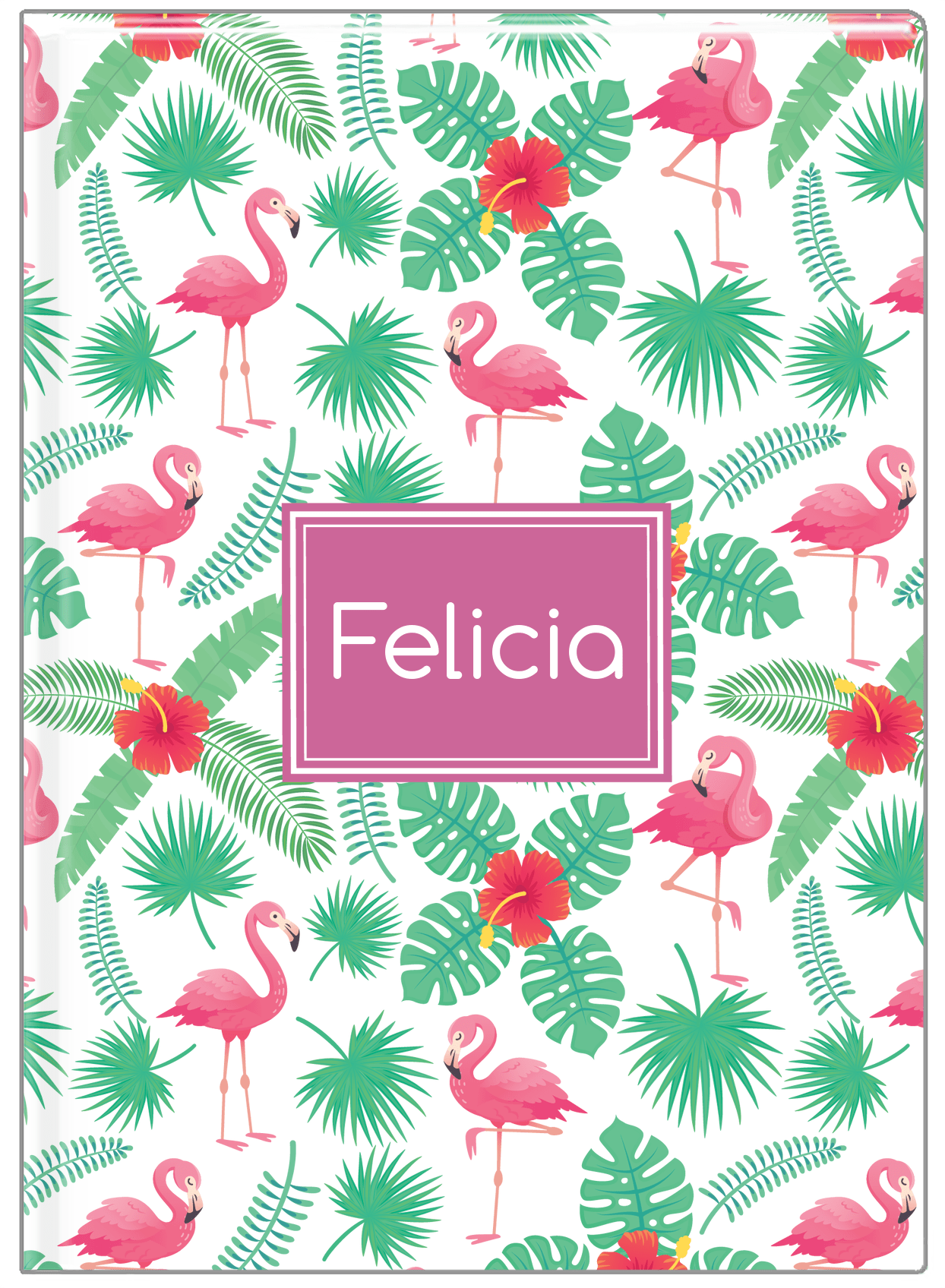 Personalized Flamingos Journal VIII - Rectangle Nameplate - Front View