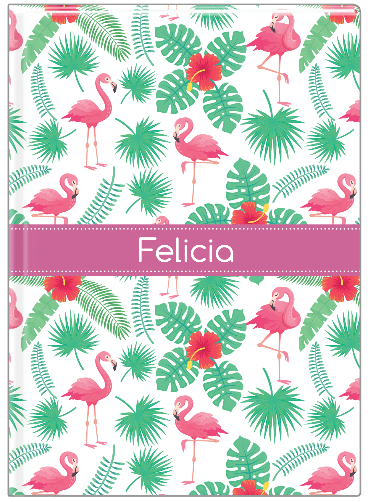 Personalized Flamingos Journal VIII - Ribbon Nameplate - Front View