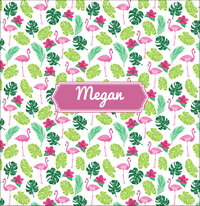 Thumbnail for Personalized Flamingos Shower Curtain I - Hibiscus - Decorative Rectangle Nameplate - Decorate View