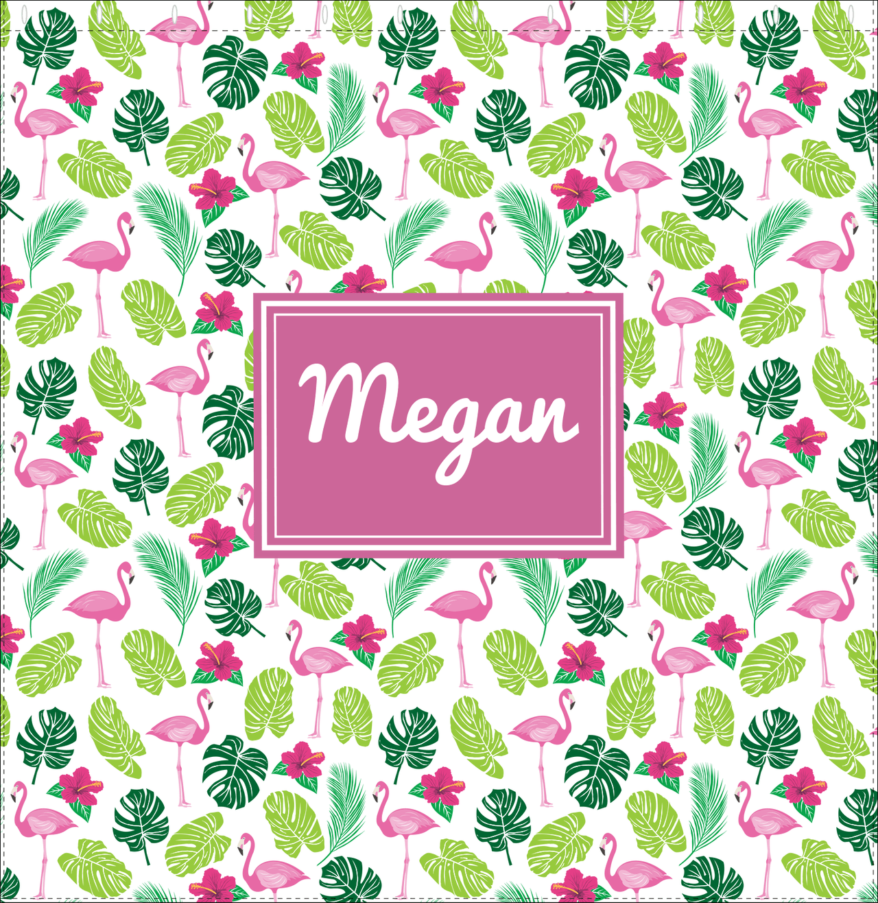 Personalized Flamingos Shower Curtain I - Hibiscus - Rectangle Nameplate - Decorate View